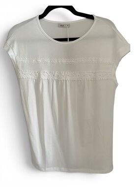 Wiholl Women’s White Lace Trim Blouse – Size M – NWT